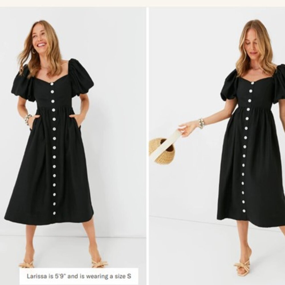 POMANDER PLACE  Black Alexis Midi Dress Tuckernuck Small